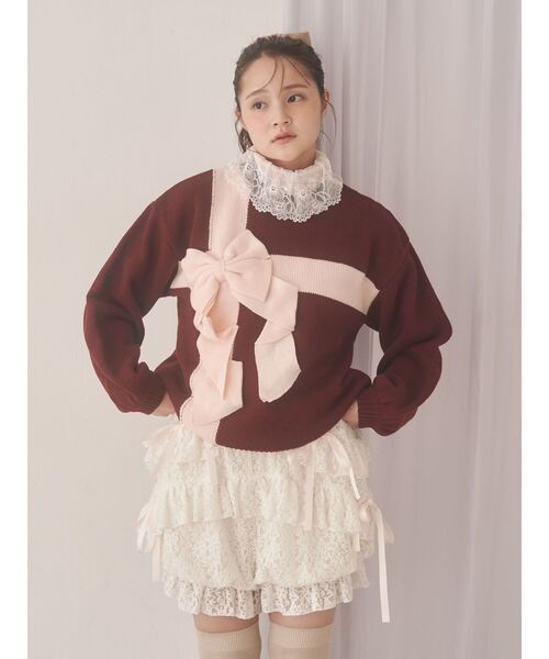 merry jenny（メリージェニー）の「プレゼントリボンニット（ニット/セーター・レディース・ピンク/ボルドー/アイボリー/ブルー・FREE）」の22枚目の写真