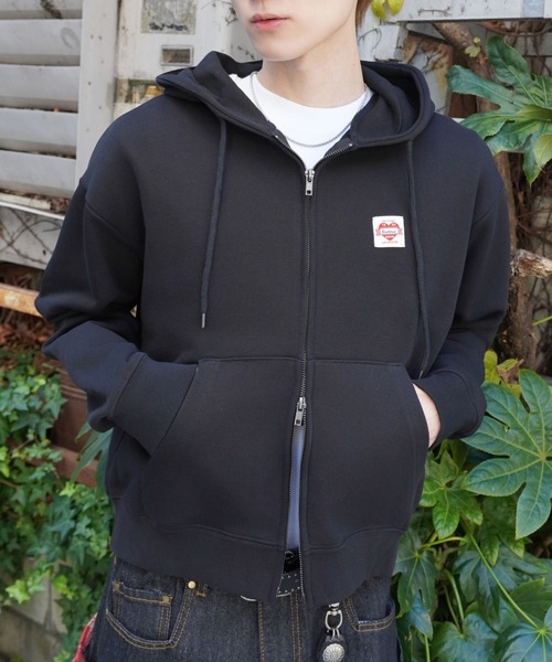 短丈ダブルジップパーカー/ワンポイントハート/リアルツリー