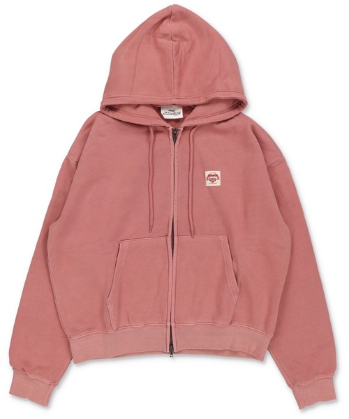 短丈ダブルジップパーカー/ワンポイントハート/リアルツリー/ショート