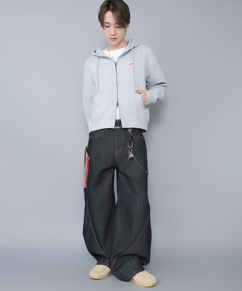 短丈ダブルジップパーカー/ワンポイントハート/リアルツリー/ショート