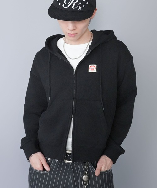 短丈ダブルジップパーカー/ワンポイントハート/リアルツリー/ショート