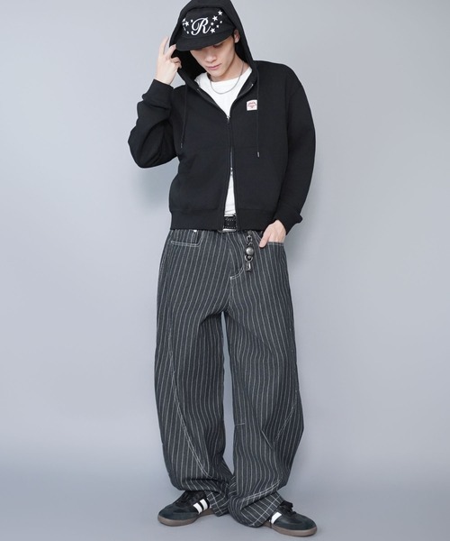 短丈パーカー 短丈ダブルジップパーカー/ワンポイントハート/リアルツリー/ショート