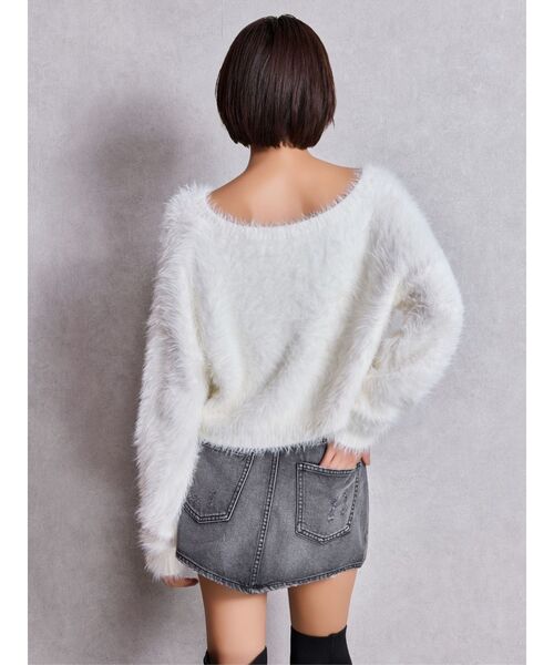 GYDA（ジェイダ）の「シャギーショートLOOSEニットトップス（ニット/セーター・レディース・ピンク/グレー/オフホワイト/スカイブルー・FREE）」の7枚目の写真