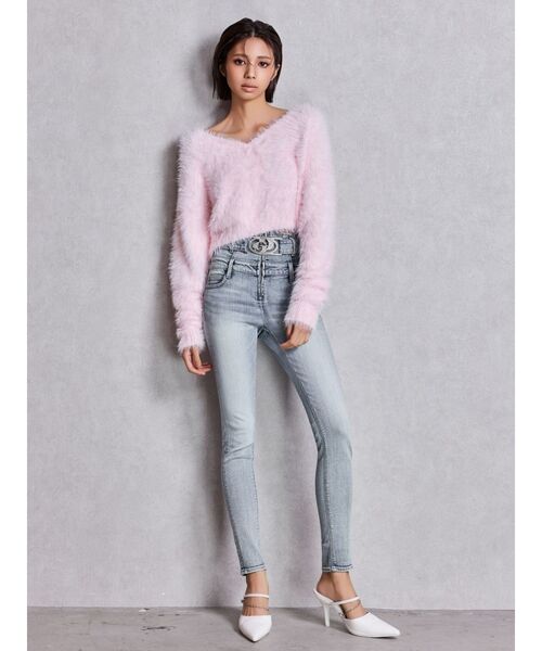 GYDA（ジェイダ）の「シャギーショートLOOSEニットトップス（ニット/セーター・レディース・ピンク/グレー/オフホワイト/スカイブルー・FREE）」の14枚目の写真