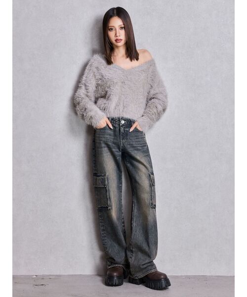 GYDA（ジェイダ）の「シャギーショートLOOSEニットトップス（ニット/セーター・レディース・ピンク/グレー/オフホワイト/スカイブルー・FREE）」の19枚目の写真