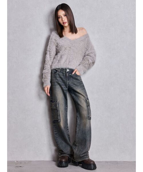 GYDA（ジェイダ）の「シャギーショートLOOSEニットトップス（ニット/セーター・レディース・ピンク/グレー/オフホワイト/スカイブルー・FREE）」の20枚目の写真