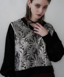 ストリングジャガードキリカエVネックトップス(HARE)