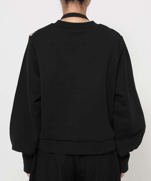 ストリングジャガードキリカエVネックトップス(HARE)（スウェット