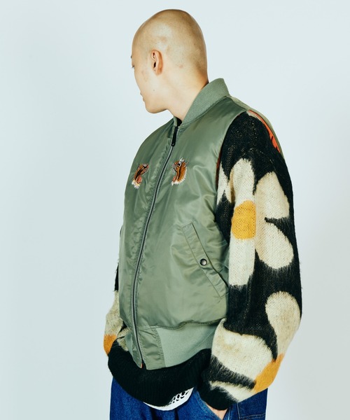 THRIFTY LOOK / スリフティールック EMBROIDERY MA-1 VEST スカジャン