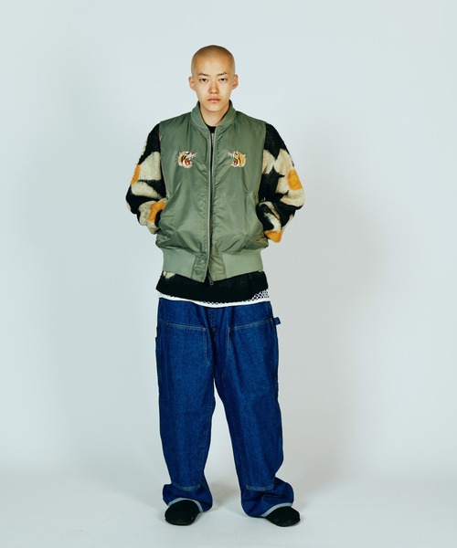 THRIFTY LOOK / スリフティールック EMBROIDERY MA-1 VEST スカジャン