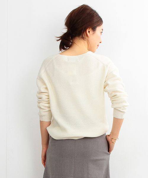 B:MING by BEAMS(ビーミングバイビームス)の「ビーミング by ビームス / カタアゼ Vネックプルオーバー(ニット/セーター・レディース・オフホワイト/ライトグレー/ブラック・ONE SIZE)」の20枚目の写真