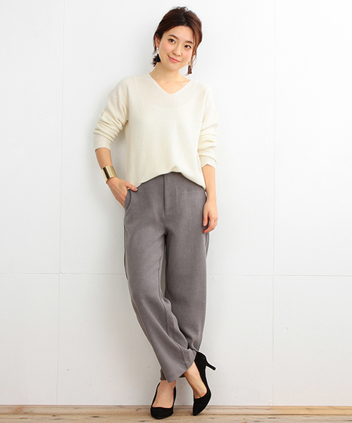 B:MING by BEAMS(ビーミングバイビームス)の「ビーミング by ビームス / カタアゼ Vネックプルオーバー(ニット/セーター・レディース・オフホワイト/ライトグレー/ブラック・ONE SIZE)」の21枚目の写真