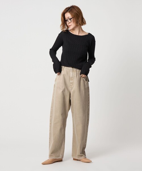 超美品 UNITED ARROWS Conte デニム00 (23inch) 別注】＜upper hights for conte＞ベージュ デニムパンツ