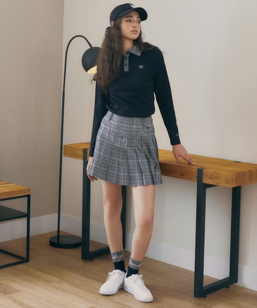 2回着用のみ美品✨リエンダゴルフ チェックスカート Sサイズ RIENDA GOLF】グレンチェックプリーツスカート 秋服 冬服（スカート