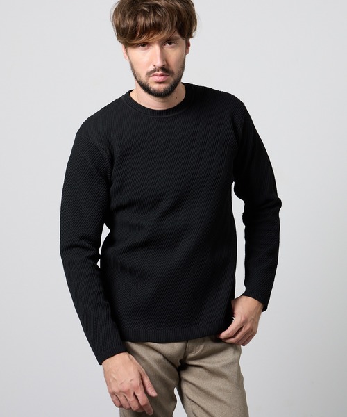 ハイダウェイ（HIDEAWAYS）/【WEB限定】バイアスダブルフェイス　クルーネックニット WEB限定】バイアスダブルフェイス クルーネックニット（ニット