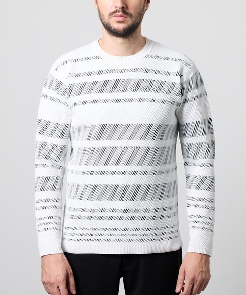 HIDEAWAYS NICOLE(ハイダウェイニコル)の「【WEB限定】バイアスダブルフェイス クルーネックニット(ニット/セーター・メンズ・ブラック/オフホワイト/ブラック系その他/ブルー系その他/ホワイト系その他・MEDIUM/LARGE/X-LARGE)」の7枚目の写真