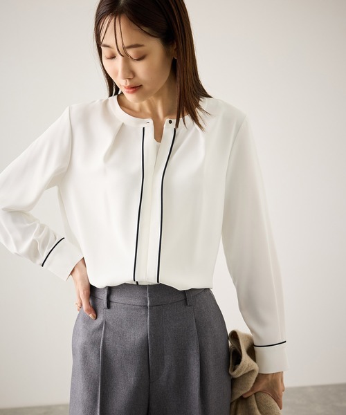 セール】配色パイピングブラウス（シャツ/ブラウス）｜ROPE' PICNIC