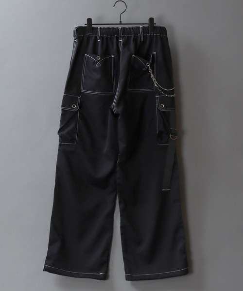 SITRY（シトリー）の「Chained Cargo Pants/チェーン付き ワイド カーゴパンツ（カーゴパンツ・メンズ・ホワイト/ブラック・M/L）」の12枚目の写真