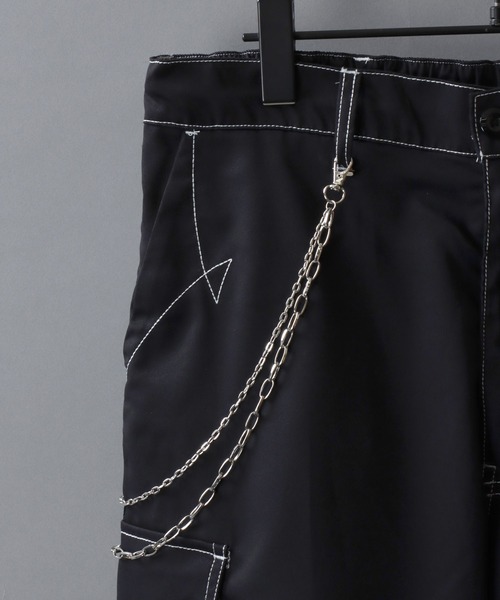 SITRY（シトリー）の「Chained Cargo Pants/チェーン付き ワイド カーゴパンツ（カーゴパンツ・メンズ・ホワイト/ブラック・M/L）」の9枚目の写真