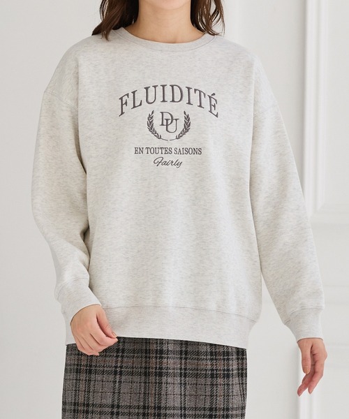 Honeys（ハニーズ）の「【ハニぽか】裏起毛ゆるカレッジ刺繍（スウェット・レディース・ブラウン/ネイビー/オートミール/ピンク/ブラック・LL/L/S/M）」の18枚目の写真