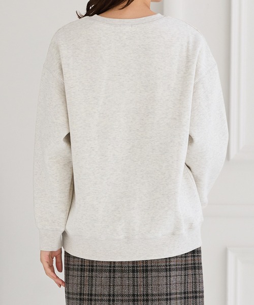 Honeys（ハニーズ）の「【ハニぽか】裏起毛ゆるカレッジ刺繍（スウェット・レディース・ブラウン/ネイビー/オートミール/ピンク/ブラック・LL/L/S/M）」の20枚目の写真