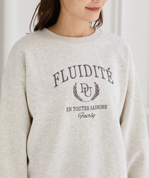 Honeys（ハニーズ）の「【ハニぽか】裏起毛ゆるカレッジ刺繍（スウェット・レディース・ブラウン/ネイビー/オートミール/ピンク/ブラック・LL/L/S/M）」の21枚目の写真