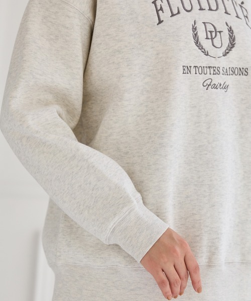 Honeys（ハニーズ）の「【ハニぽか】裏起毛ゆるカレッジ刺繍（スウェット・レディース・ブラウン/ネイビー/オートミール/ピンク/ブラック・LL/L/S/M）」の22枚目の写真