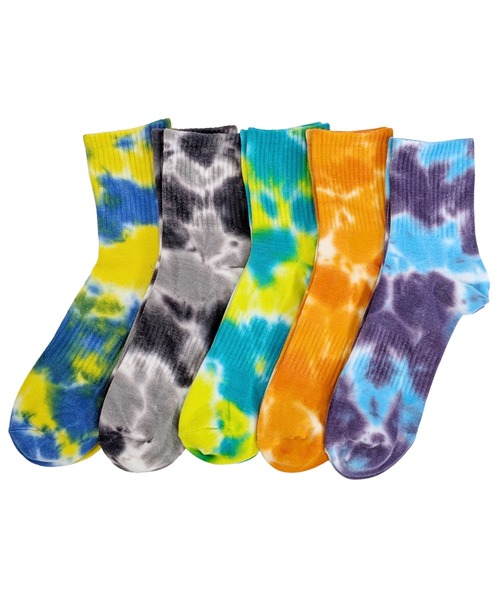 box408（ボックスヨンマルハチ）の「【5足セット】タイダイ染め ミドル丈 ソックス（ソックス/靴下・メンズ・A・X-SMALL/SMALL/MEDIUM/LARGE）」の2枚目の写真