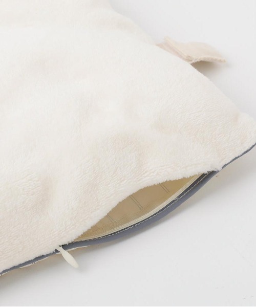 ストライプ柄リボンポケットあごのせクッションカバー【クッション＋