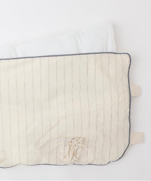 ストライプ柄リボンポケットあごのせクッションカバー【クッション＋