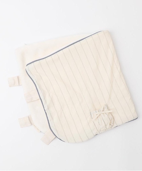 ストライプ柄リボンポケットあごのせクッションカバー【クッション＋