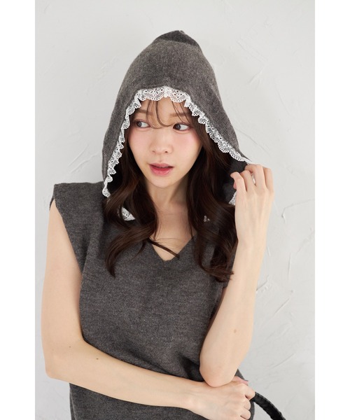 tocco closet(トッコ クローゼット)の「【ZOZO限定】フードレースニットベスト×レースヘムニットショートパンツセットアップ(セットアップ・レディース・ライトグレー/チャコールグレー/アイボリー・M)」の22枚目の写真