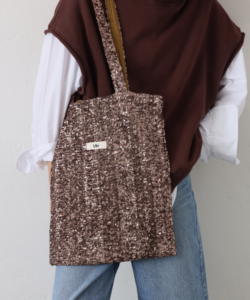 Spick & Span（スピックアンドスパン）の「《一部店舗+WEB限定》Uhr/ウーア 別注SPANGLE TOTE*（トートバッグ・レディース・ブラウン/ピンク・FREE）」の3枚目の写真