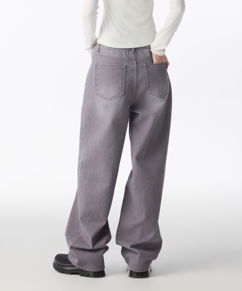 MUSINSA STANDARD WOMAN（ムシンサスタンダードウーマン）の「ウィメンズピグメントワイドデニムパンツ[パープルグレー]（デニムパンツ・レディース・その他・24/25/26/27/28/29/30）」の2枚目の写真