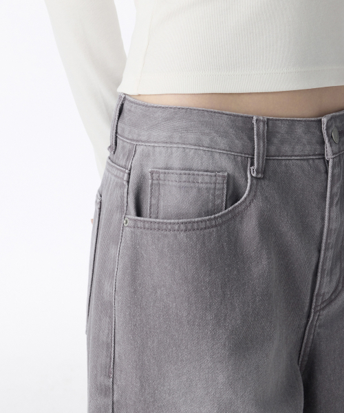 MUSINSA STANDARD WOMAN（ムシンサスタンダードウーマン）の「ウィメンズピグメントワイドデニムパンツ[パープルグレー]（デニムパンツ・レディース・その他・24/25/26/27/28/29/30）」の4枚目の写真