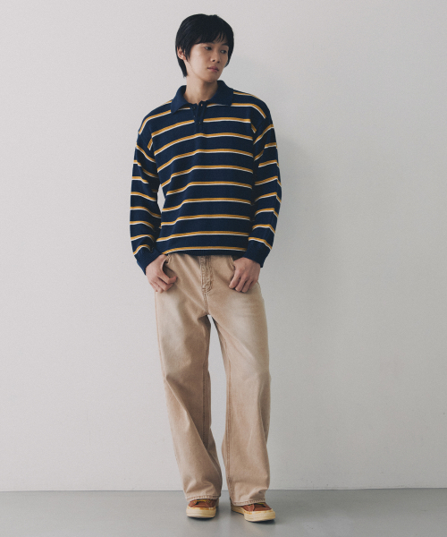 NODU（ノードユー）の「マルチ配色カラーストライプニットTシャツ[ネイビー]（ニット/セーター・メンズ・その他・MEDIUM/LARGE）」の5枚目の写真