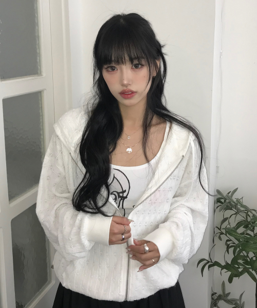 LACE HOOD ZIP‑UP WHITE кружевная толстовка‑худи на молнии белая