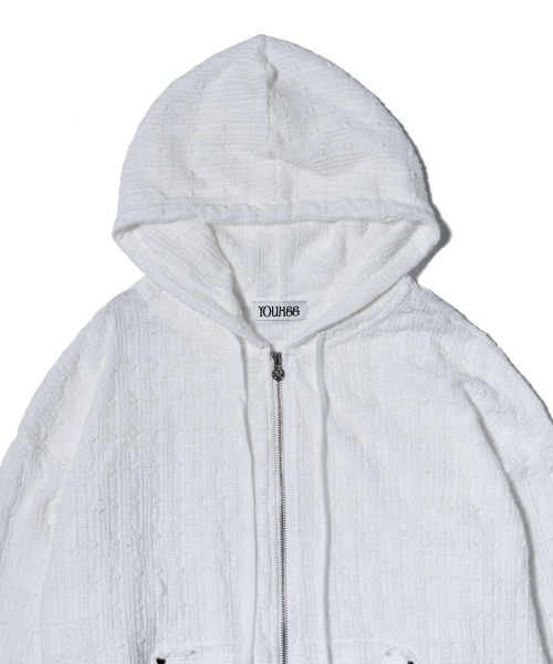 YOUHEE(ユヒ)の「LACE HOOD ZIP-UP WHITE(パーカー・レディース・その他・FREE)」の4枚目の写真