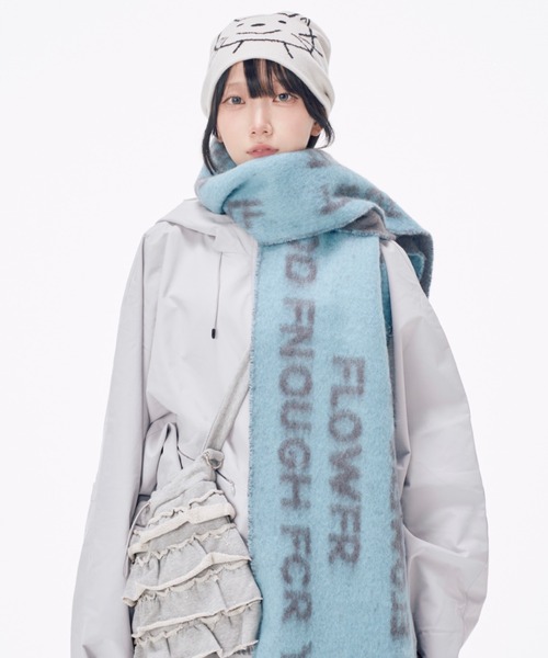 Never mind the XU / Chikashitsu+(ネバーマインド ザ エックスユー / チカシツプラス)の「【Nerd out XU】drawing neko beanie / 【ナードアウトエックスユー】ドローイングネコニット帽 <着用動画あり>(ニットキャップ/ビーニー・メンズ・ブラック/ホワイト・ONE SIZE)」の12枚目の写真