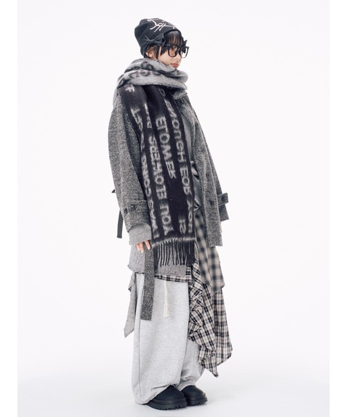 Never mind the XU / Chikashitsu+(ネバーマインド ザ エックスユー / チカシツプラス)の「【Nerd out XU】drawing neko beanie / 【ナードアウトエックスユー】ドローイングネコニット帽 <着用動画あり>(ニットキャップ/ビーニー・メンズ・ブラック/ホワイト・ONE SIZE)」の6枚目の写真