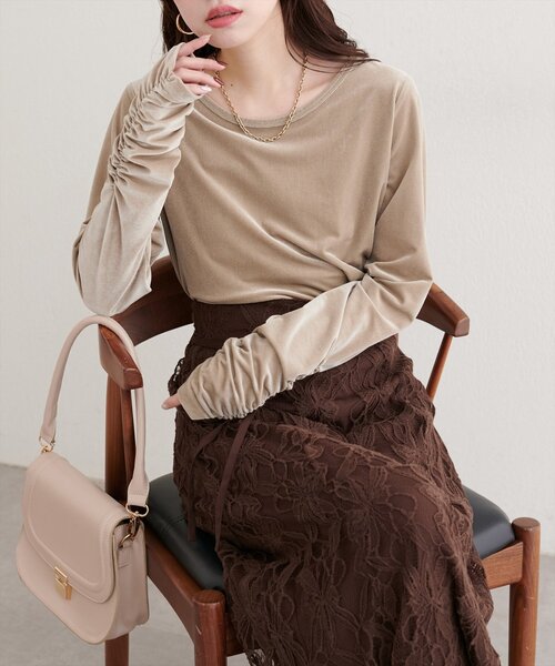 セール】ストレッチベロアロングT（Tシャツ/カットソー）｜natural