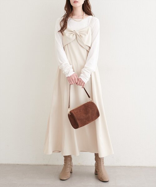 natural couture(ナチュラルクチュール)の「ストレッチベロアロングT(Tシャツ/カットソー・レディース・ベージュ/ブラウン/オフホワイト/ブラック・FREE)」の8枚目の写真