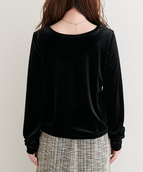 natural couture(ナチュラルクチュール)の「ストレッチベロアロングT(Tシャツ/カットソー・レディース・ベージュ/ブラウン/オフホワイト/ブラック・FREE)」の15枚目の写真