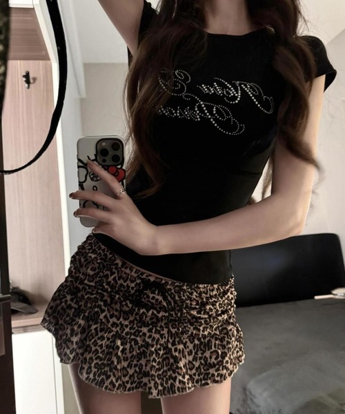 MEMECLE（メメクル）の「【 MEMECLE / メメクル 】ラインストーン ロゴ 半袖Tシャツ（Tシャツ/カットソー・レディース・ブラック/ホワイト・MEDIUM/SMALL）」の14枚目の写真