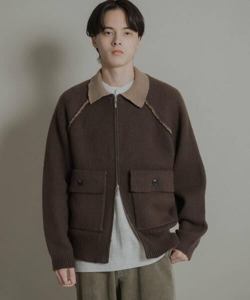 SENSE OF PLACE by URBAN RESEARCH(センスオブプレイスバイアーバンリサーチ)の「バイカラーニットジップブルゾン(ブルゾン・メンズ・ブラック/ブラウン・MEDIUM/LARGE)」の2枚目の写真