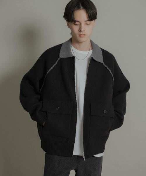 SENSE OF PLACE by URBAN RESEARCH(センスオブプレイスバイアーバンリサーチ)の「バイカラーニットジップブルゾン(ブルゾン・メンズ・ブラック/ブラウン・MEDIUM/LARGE)」の3枚目の写真