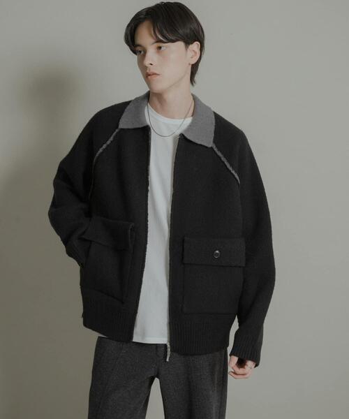 SENSE OF PLACE by URBAN RESEARCH(センスオブプレイスバイアーバンリサーチ)の「バイカラーニットジップブルゾン(ブルゾン・メンズ・ブラック/ブラウン・MEDIUM/LARGE)」の4枚目の写真