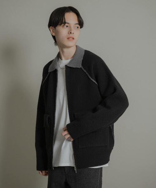 バイカラーニットジップブルゾン（ブルゾン）｜SENSE OF PLACE by