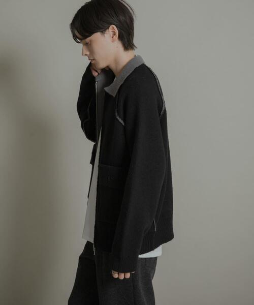 バイカラーニットジップブルゾン（ブルゾン）｜SENSE OF PLACE by
