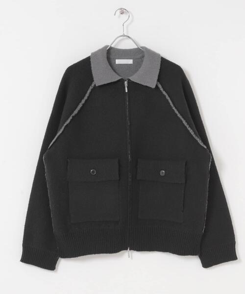 ニットジップブルゾン4 バイカラーニットジップブルゾン（ブルゾン）｜SENSE OF PLACE by